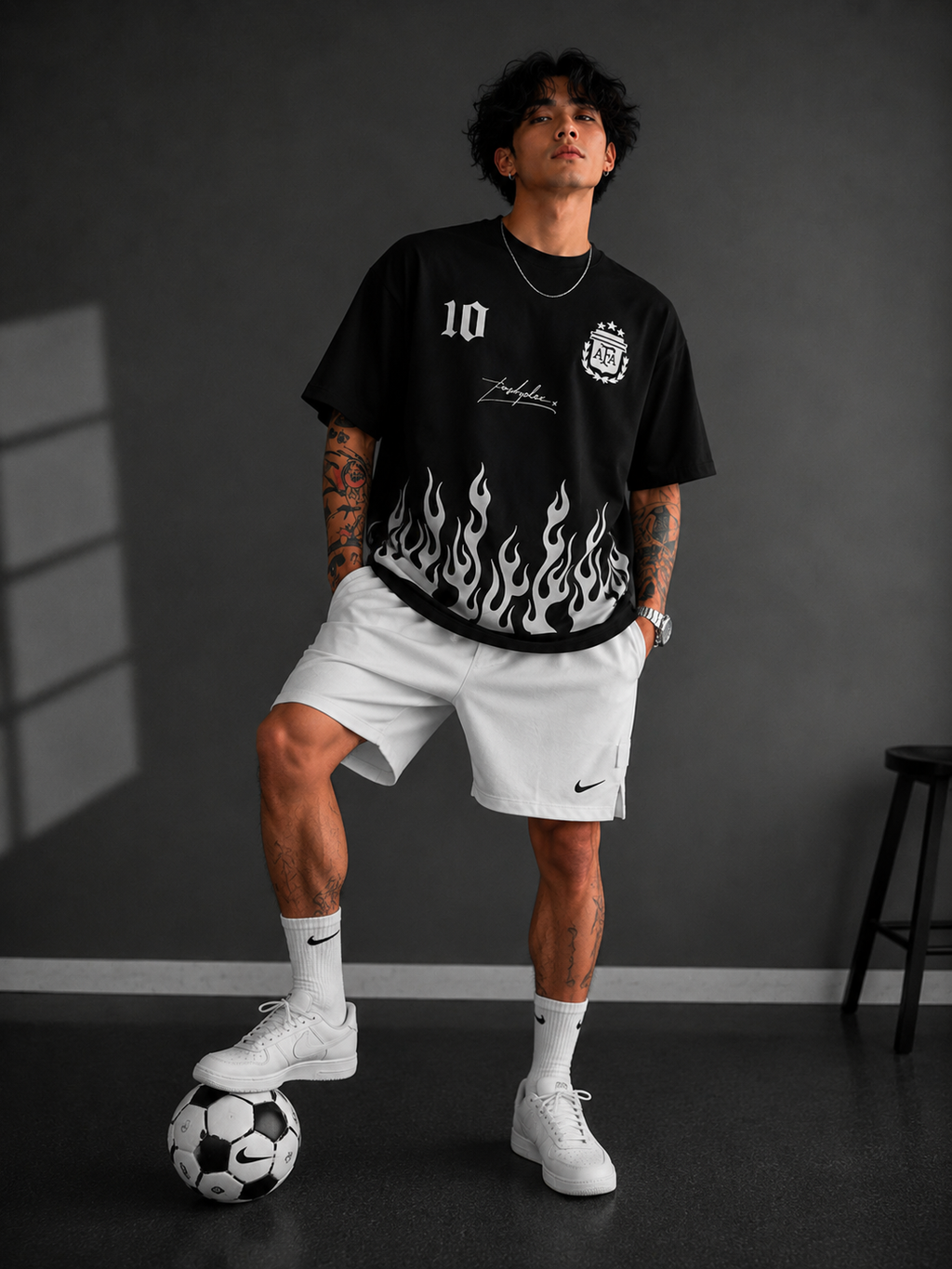 Messi 10 Black Edition Oversized Football T-Shirt