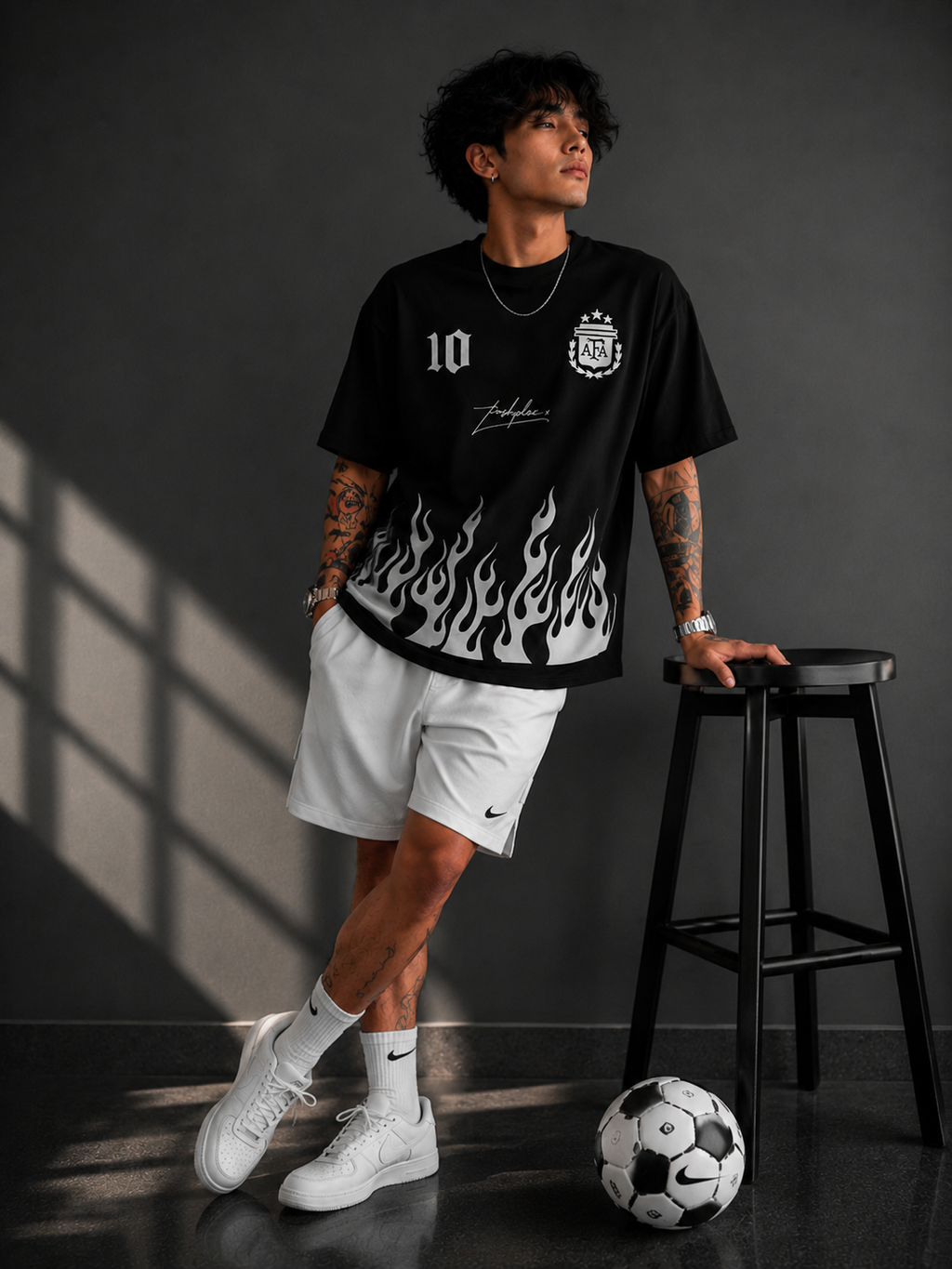 Messi 10 Black Edition Oversized Football T-Shirt