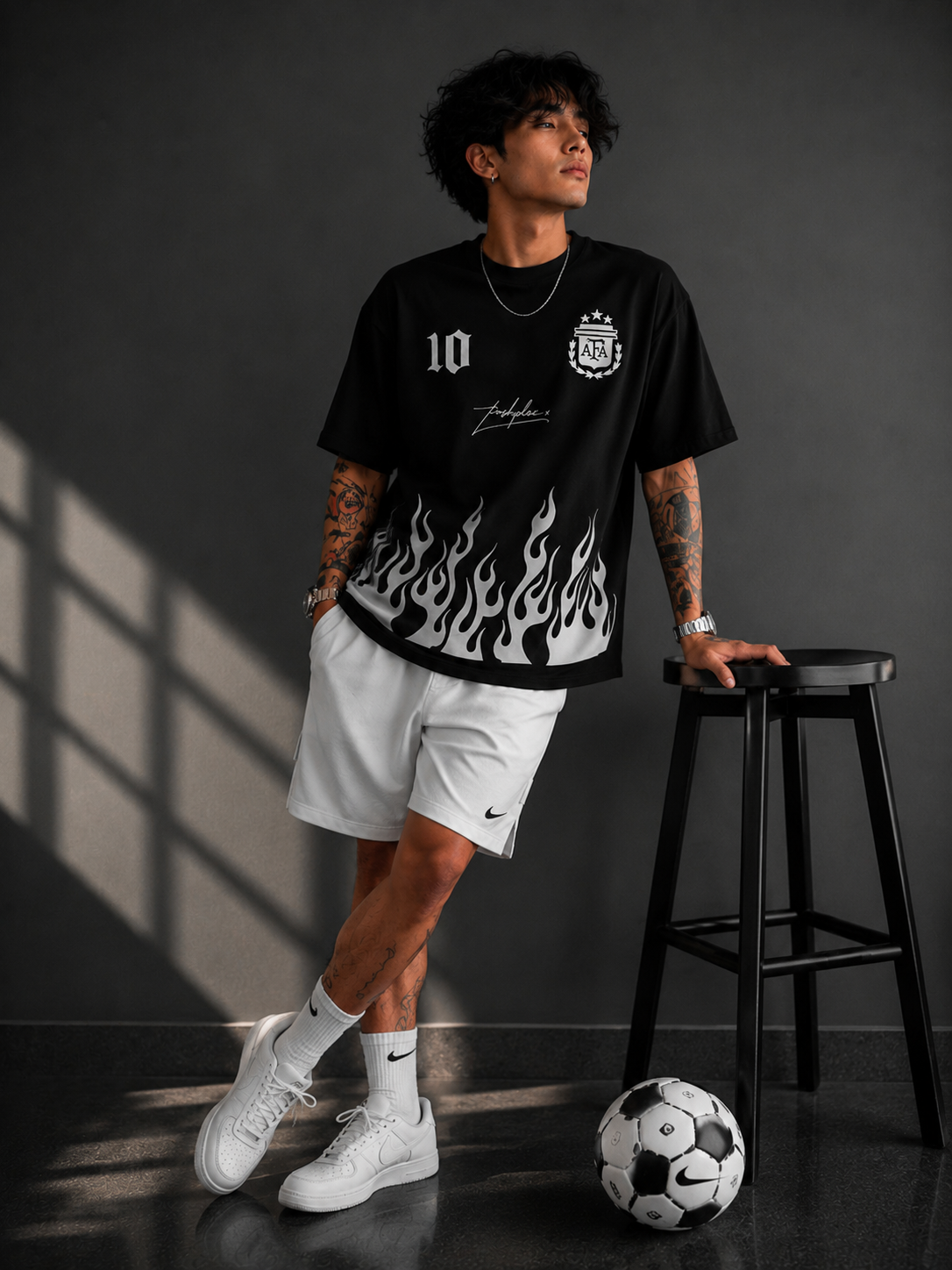 Messi 10 Black Edition Oversized Football T-Shirt