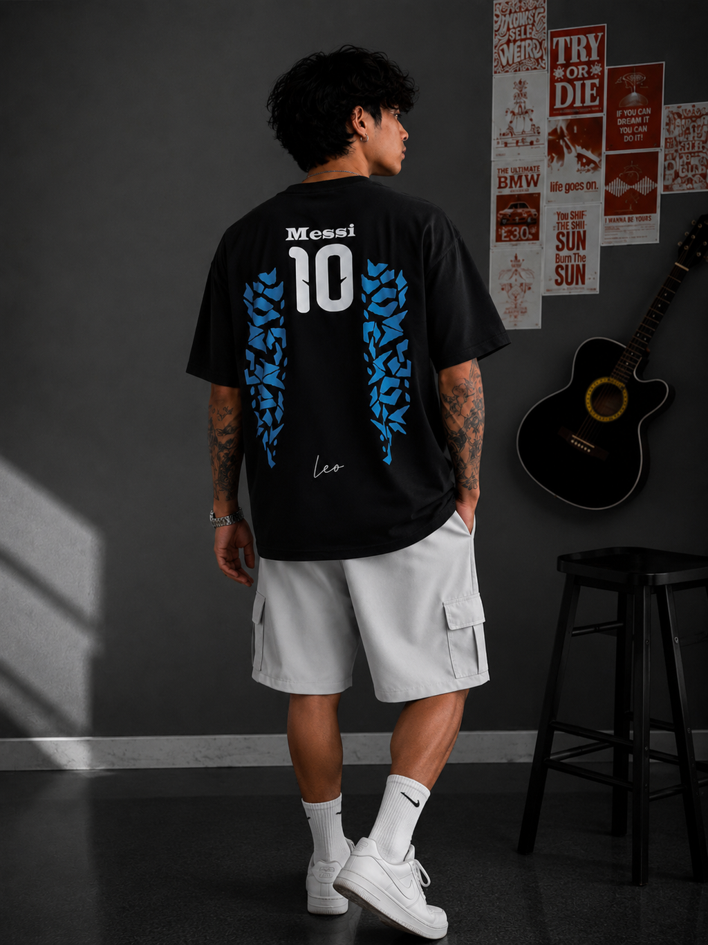 Messi 10 Black Edition Oversized Football T-Shirt