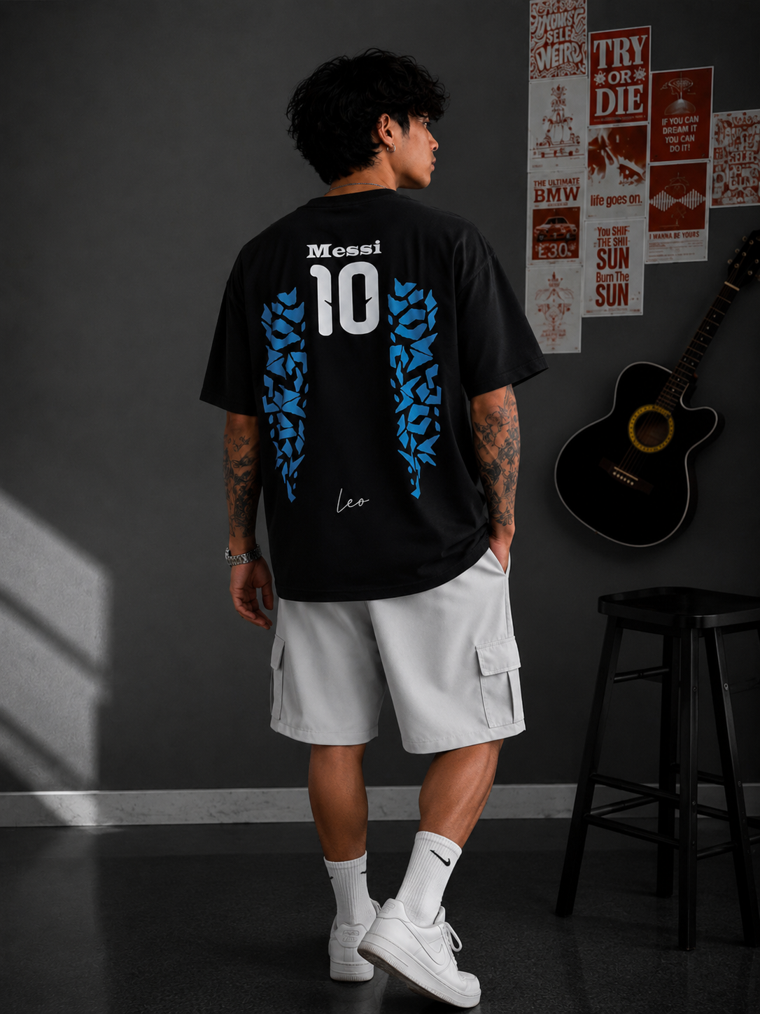Messi 10 Black Edition Oversized Football T-Shirt