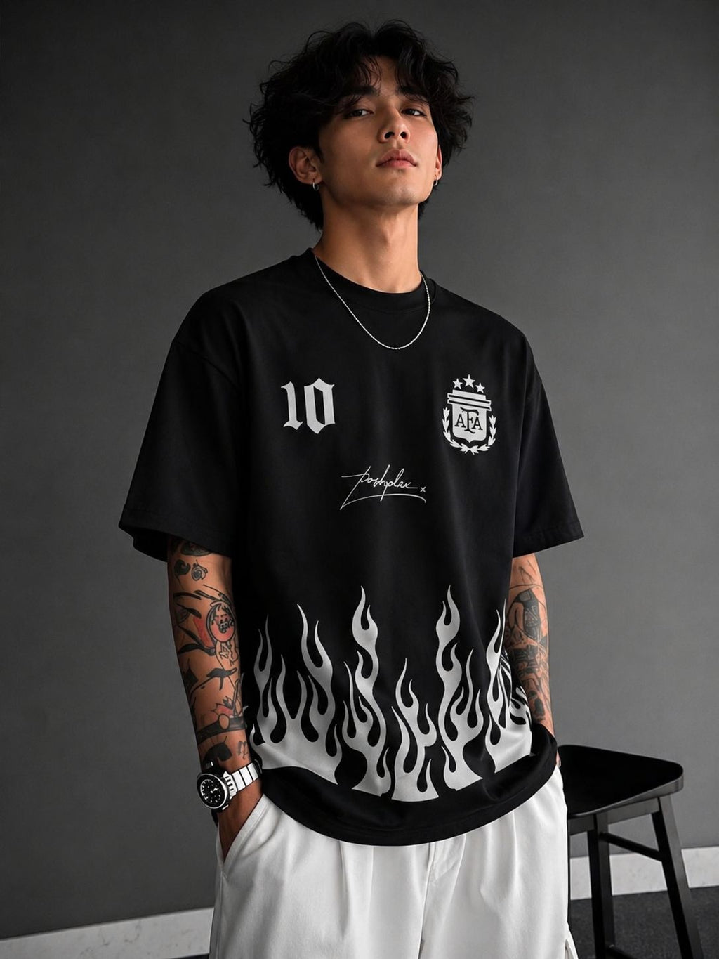 Messi 10 Black Edition Oversized Football T-Shirt