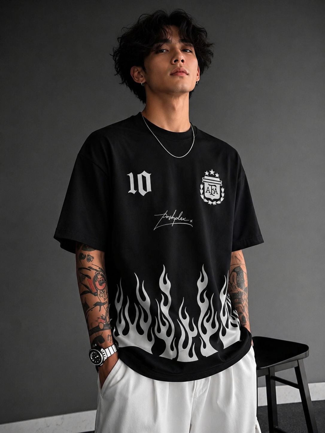 Messi 10 Black Edition Oversized Football T-Shirt